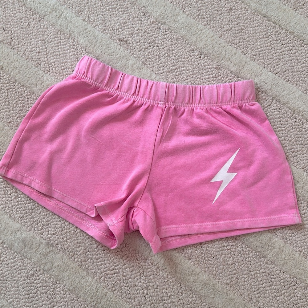 Girl’s lightning bolt shorts in hot pink